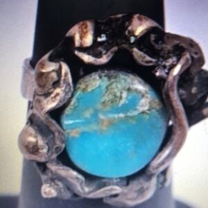 Size 4 turquoise & 925 silver ring‎ handmade
